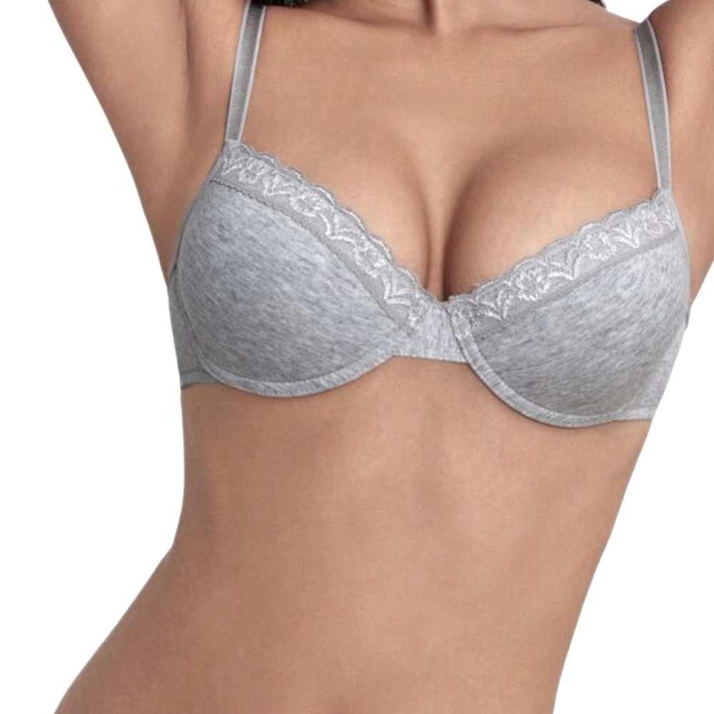 Gray Cotton Push Up Bra